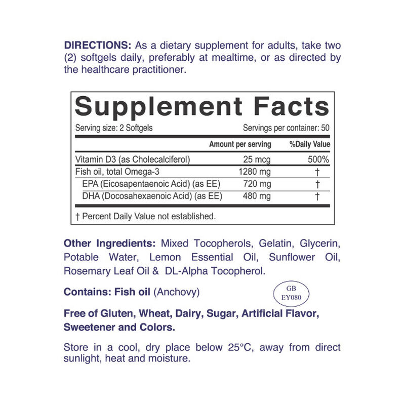 نورديك سانشاين أوميغا مع فيتامين d3 25 ميكروغرام، تركيز عالي epa + dha