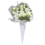Flower Cone - White Roses and Lilies faces flower cone white roses and lilies