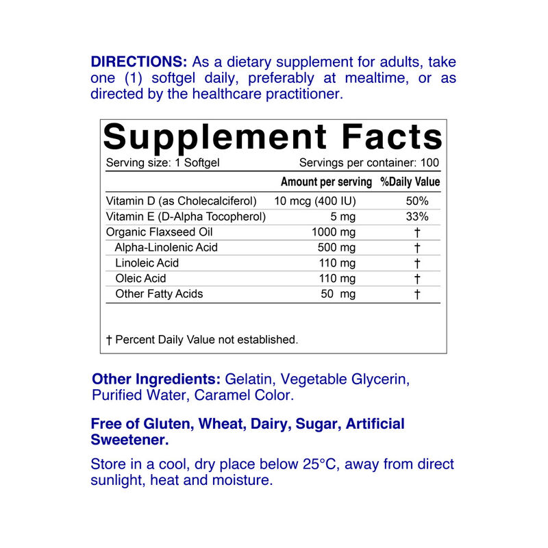 نورديك سانشاين أوميغا 369 بزيت بذور الكتان، تركيبة نباتية غنية بـala مع فيتامين d وe