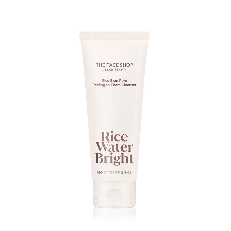 the face shop rice water bright rice bran pore peeling to foam cleanser