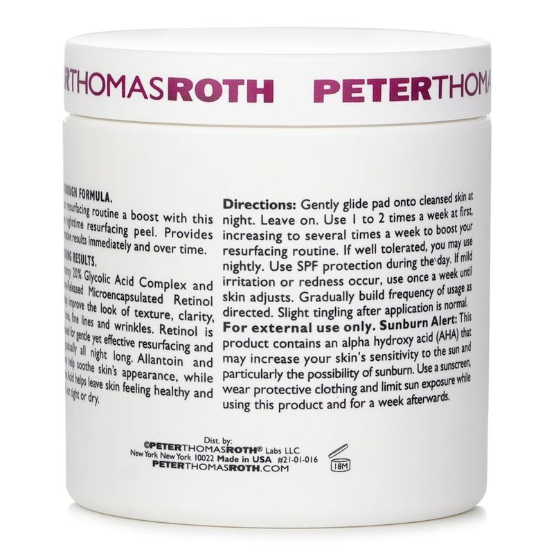 peterthomasroth أقراص التقشير المتجددة بغليكوليك وريتينول لجعل البشرة أكثر سلاسة