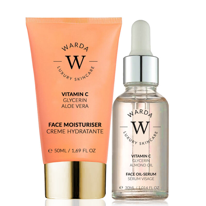 erthskin london skin glow boost vitamin c moisturiser 50ml + vitamin c glow boost oilserum 30ml