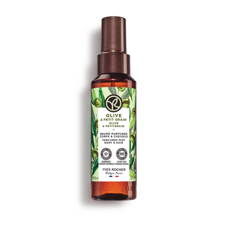yves rocher olive & petitgrain perfumed mist hair & body