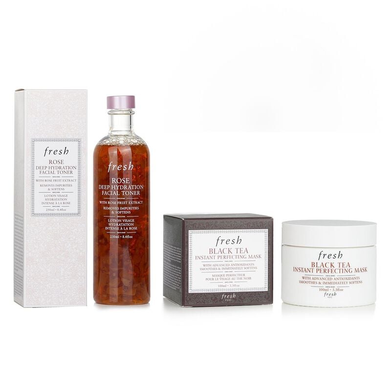 fresh fresh black tea instant perfecting mask + rose deep hydration facial toner