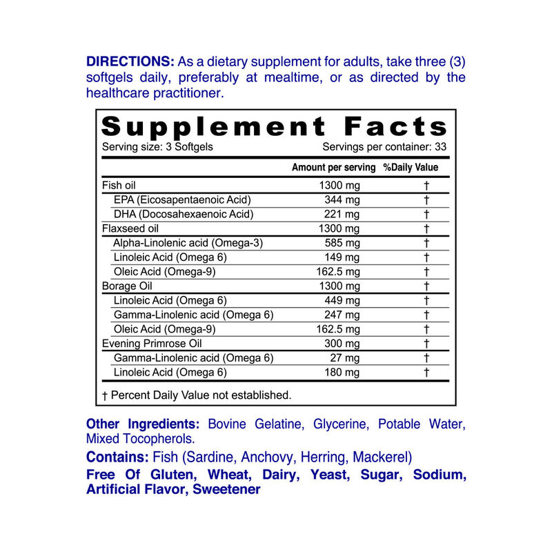 nordic sunshine fish flax & borage 369 with primrose oil, omega fatty acids for brain, skin, heart & joint health