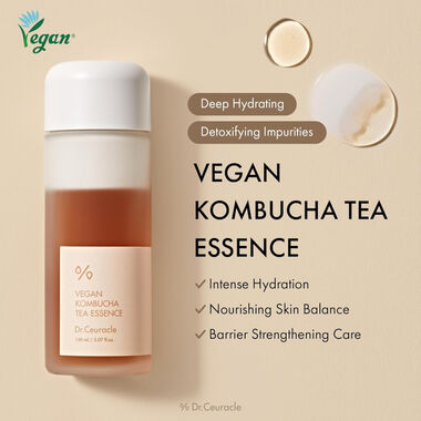 Vegan Kombucha Tea Essence, Probiotic Hydrating Detox for Glowing Skin faces vegan kombucha tea essence probiotic hydrating detox for glowing skin