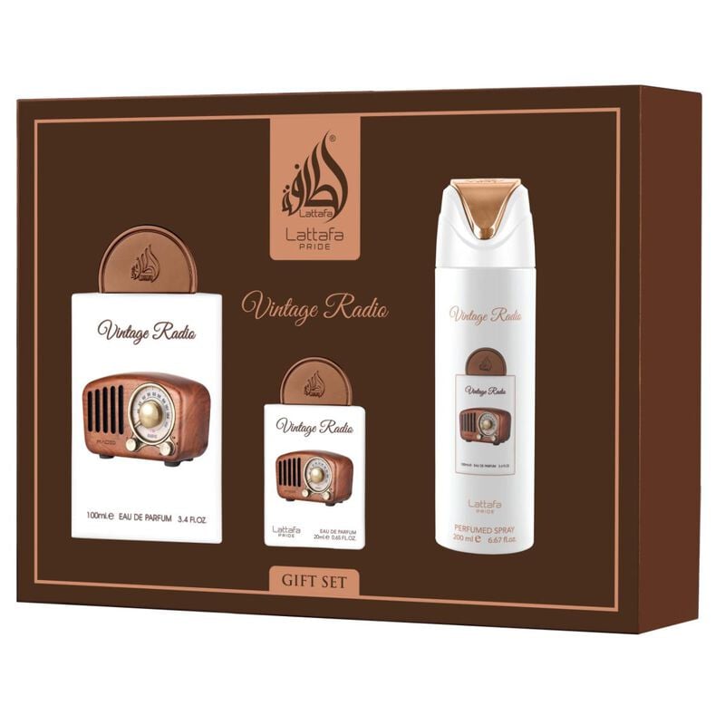 lattafa gift set vintage radio 3pc