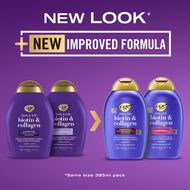 OGX Biotin & Collagen Shampoo + Conditioner faces ogx biotin collagen shampoo conditioner