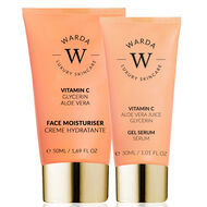 SKIN GLOW BOOST VITAMIN C MOISTURISER 50ml + SKIN GLOW BOOST VITAMIN C GEL SERUM 30ml faces skin glow boost vitamin c moisturiser 50ml skin glow boost vitamin c gel serum 30ml