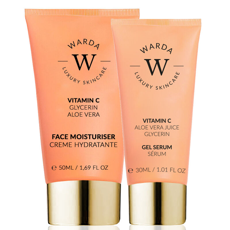 erthskin london skin glow boost vitamin c moisturiser 50ml + skin glow boost vitamin c gel serum 30ml
