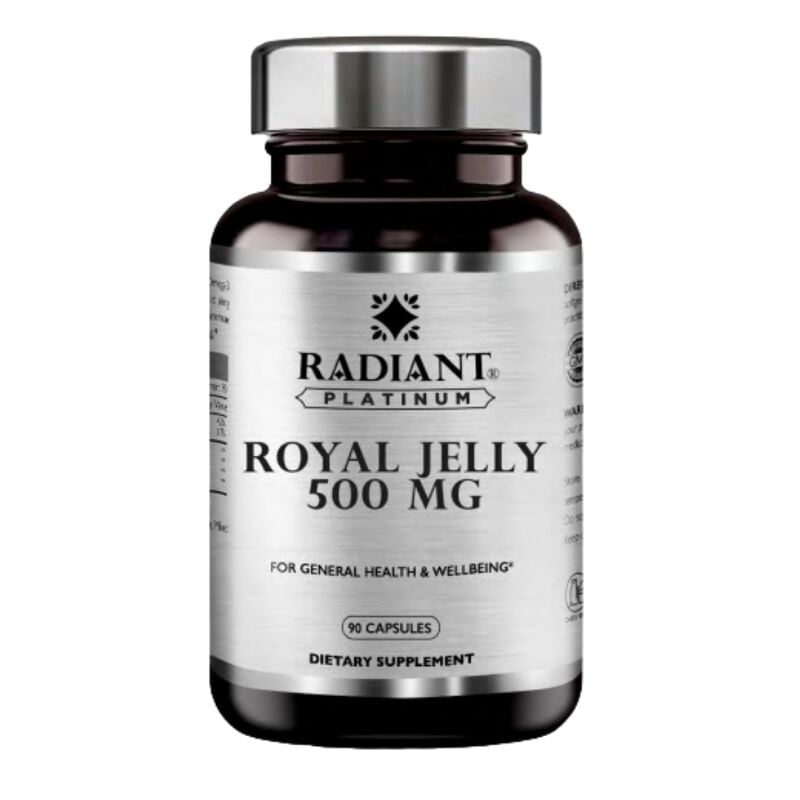 radiant platinum royal jelly 500mg, immune support, energy & nutritional wellness supplement