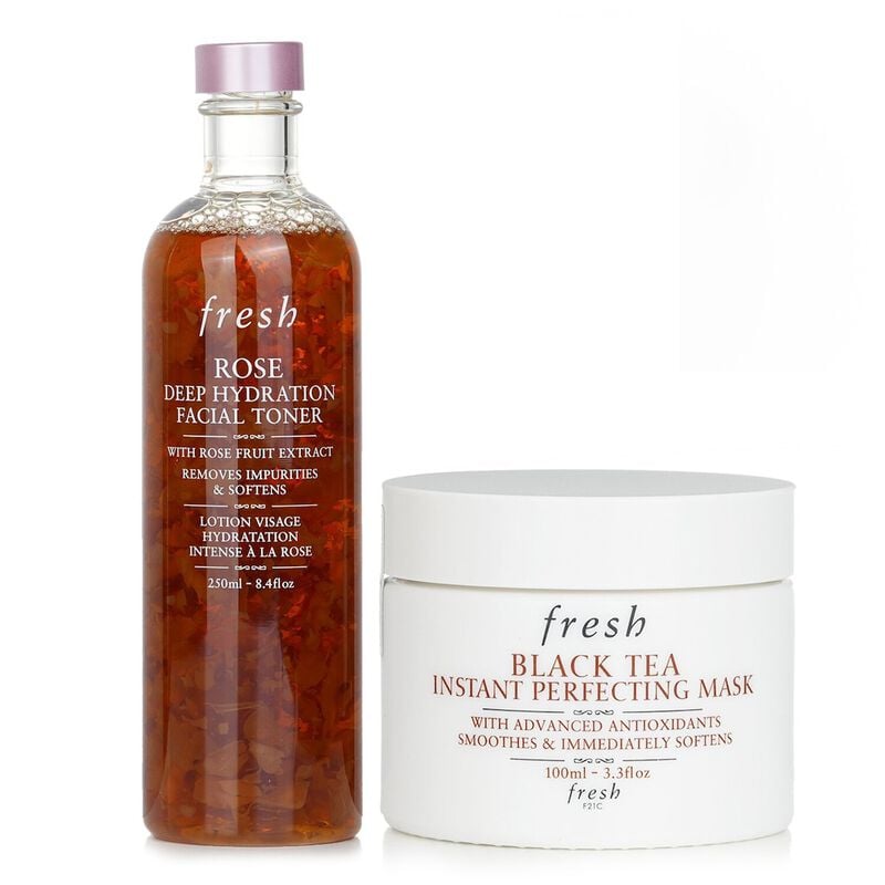 fresh fresh black tea instant perfecting mask + rose deep hydration facial toner