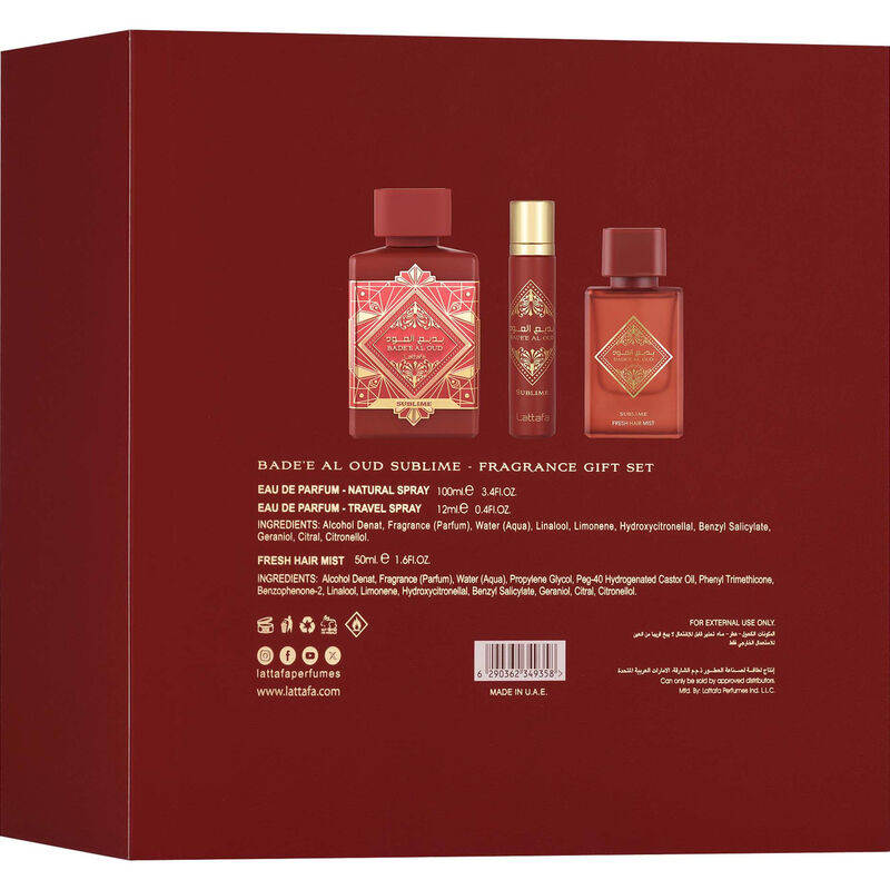 lattafa giftset badee al oud sublime  12 ml  hairmist