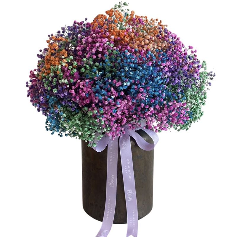 plaisir cadeaux et fleurs vase  gypsophila rustic rainbow of love