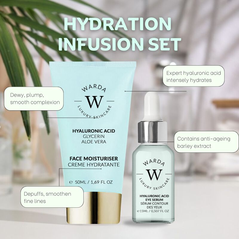 erthskin london skin hydration boost hyaluronic acid moisturiser 50ml + skin hydration boost hyaluronic acid eye serum 15ml