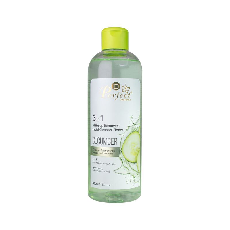perfect cosmetics 3 in 1 makeup remover facial cleanser and toner with cucumber