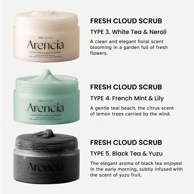 arencia fresh cloud body & scalp scrub lavender & pear