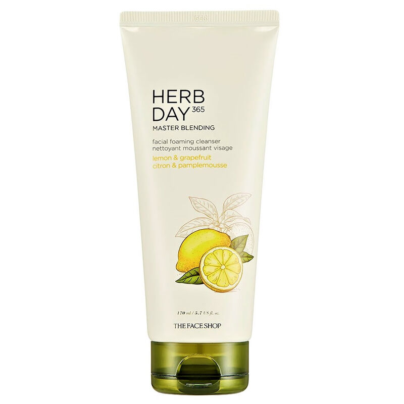 the face shop herbday 365 master blending facial foaming cleanser lemon & grape fruit
