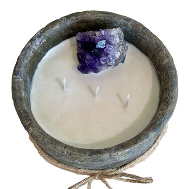 Soy Rustic Candle with Crystal faces soy rustic candle with crystal