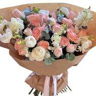 Hand-Tied Bouquet - Mixed Pink and White faces hand tied bouquet mixed pink and white