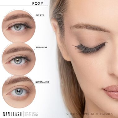 رموش عنقودية مُلصقة مسبقًا لتركيب وصلات الرموش في المنزل Foxy Long faces رموش عنقودية مُلصقة مسبقًا لتركيب وصلات الرموش في المنزل foxy long