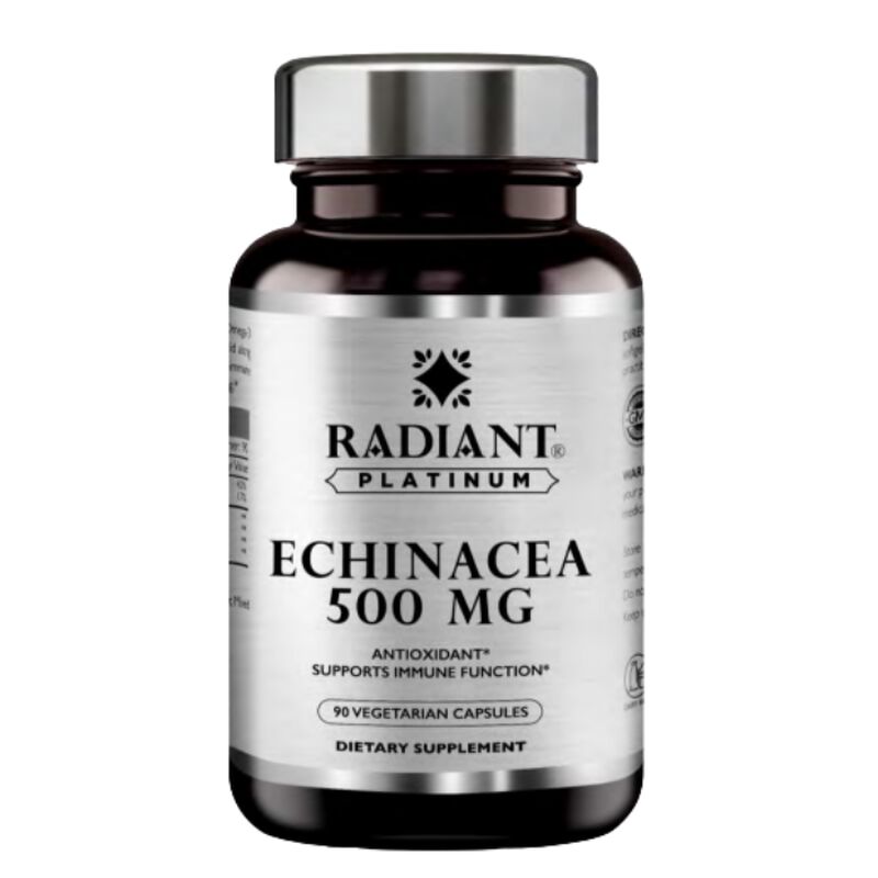radiant platinum echinacea 500mg, immune support, cold & flu relief herbal supplement