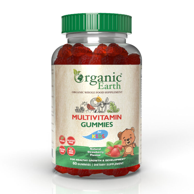 organic earth kids multivitamin & mineral gummies, vegan, natural and antioxidantrich