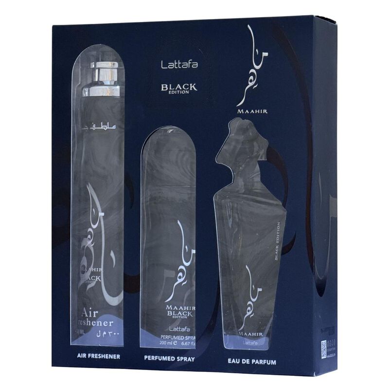 lattafa gift set maahir black edition