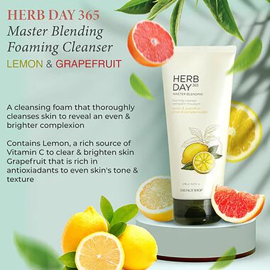 Herbday 365 Master Blending Facial Foaming Cleanser Lemon & Grape Fruit faces herbday 365 master blending facial foaming cleanser lemon grape fruit