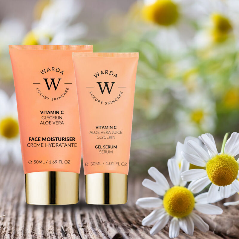 erthskin london skin glow boost vitamin c moisturiser 50ml + skin glow boost vitamin c gel serum 30ml