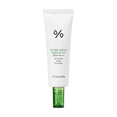 faces tea tree purifine green up sun  spf50   calming sunscreen and makeup base
