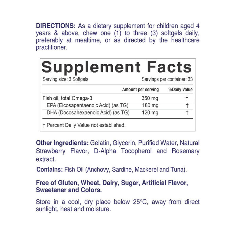 nordic sunshine daily omega3, brain, eye & immune support chewable softgels