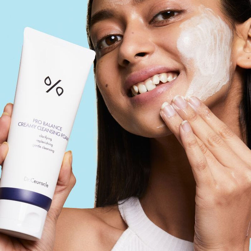 dr. ceuracle pro balance creamy cleansing foam, hydrating with probiotics complex