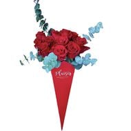 Flower Cone - Dozen Red Roses faces flower cone dozen red roses