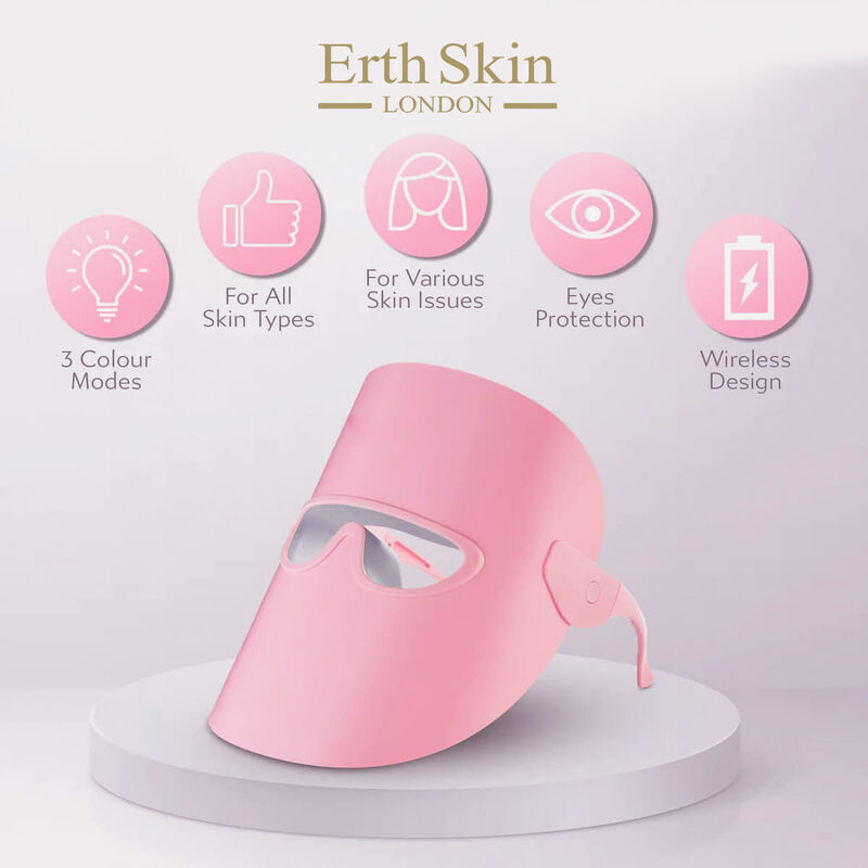 erthskin london led light therapy glow & renew mask  pink
