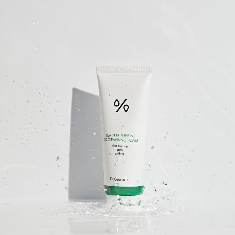 dr. ceuracle tea tree purifine cleansing foam, mild subacidic cleanser for sensitive skin
