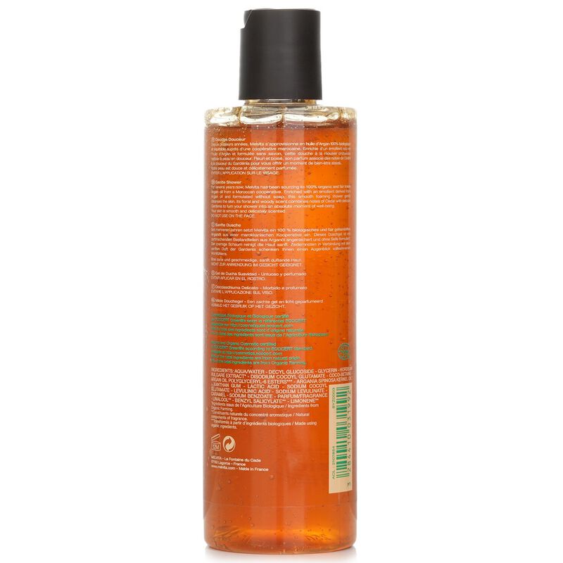 melvita l'argan bio gentle shower  a unique fragrance in a smooth gel