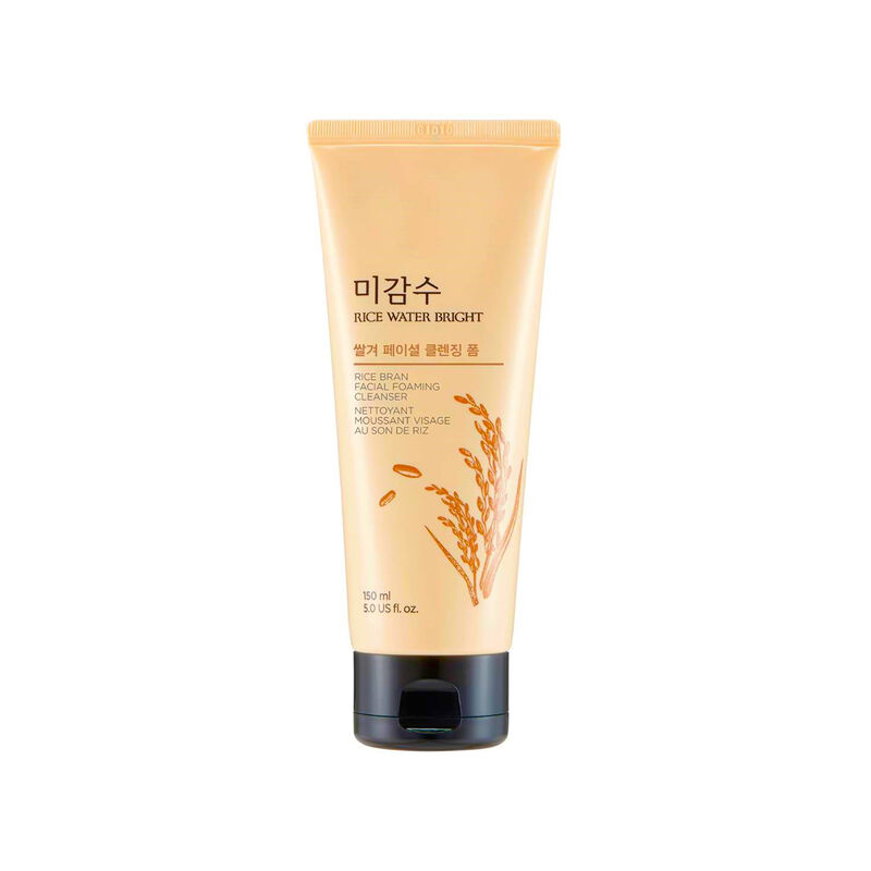 the face shop rice water bright rice bran foaming cleanser