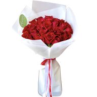 Hand-Tied Bouquet - 31 Red Roses faces hand tied bouquet 31 red roses