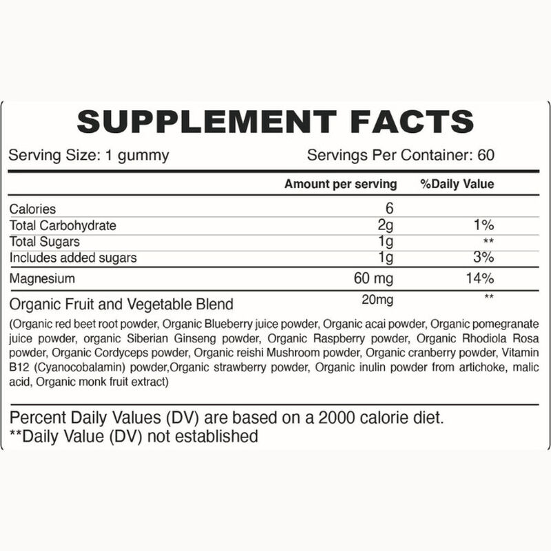 organic earth magnesium gummies for adults, muscle, nerve, and energy support with organic blend