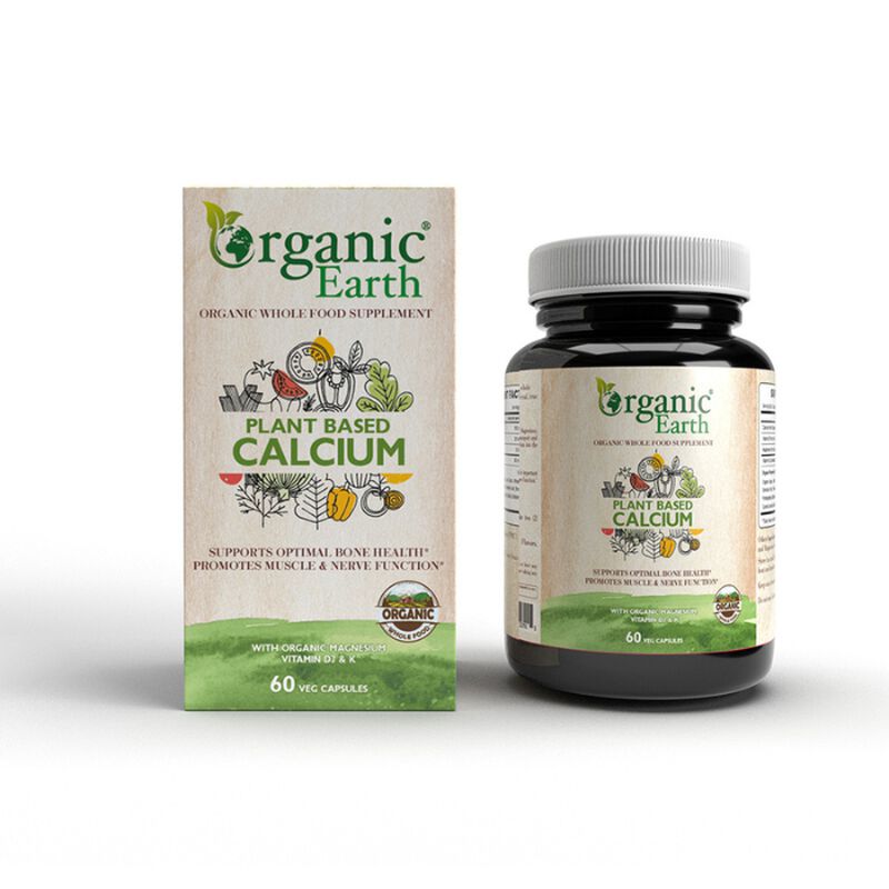 organic earth plant based calcium, red marine algae, bone, joint, and heart health support