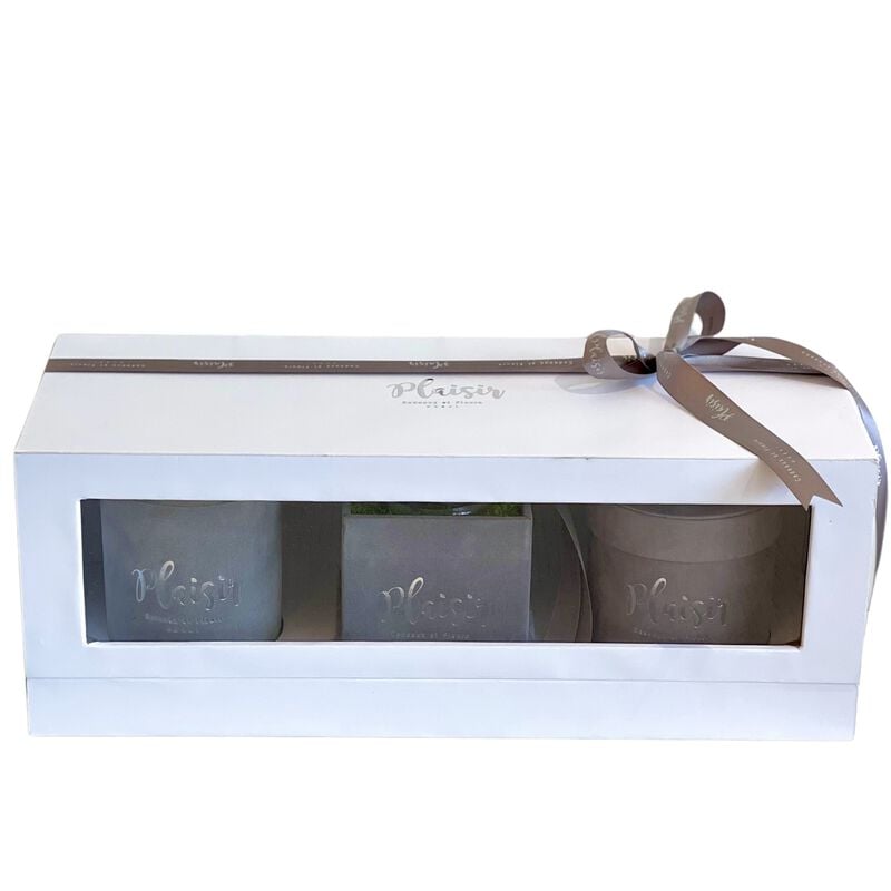 plaisir cadeaux et fleurs trio box single infinity, chocolates, candle