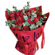 Hand-Tied Bouquet - Red Roses Love faces hand tied bouquet red roses love