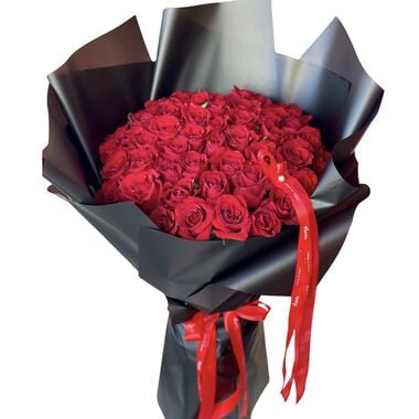 Hand-Tied Bouquet - 51 Red Roses faces hand tied bouquet 51 red roses