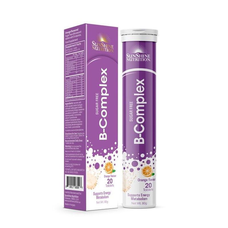 sunshine nutrition bcomplex sugar free orange flavor effervescent tablets