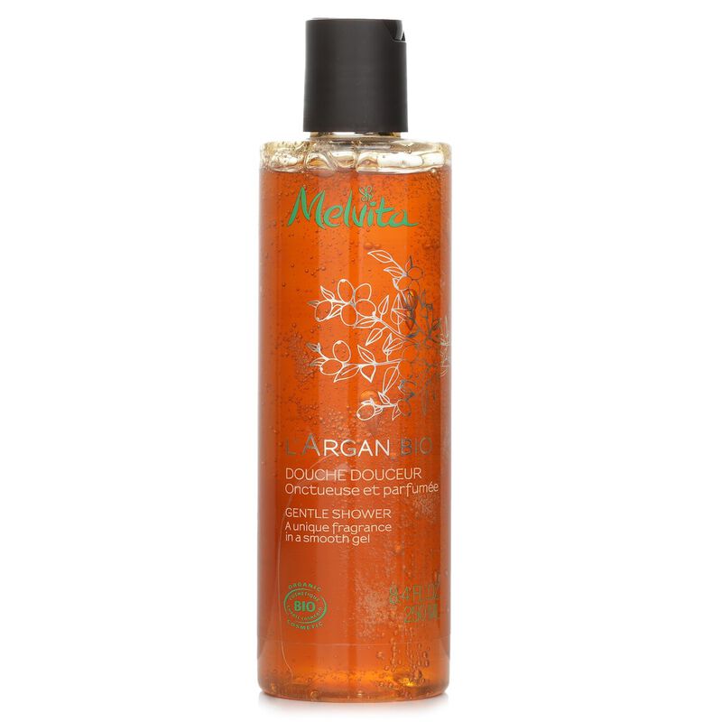 melvita l'argan bio gentle shower  a unique fragrance in a smooth gel
