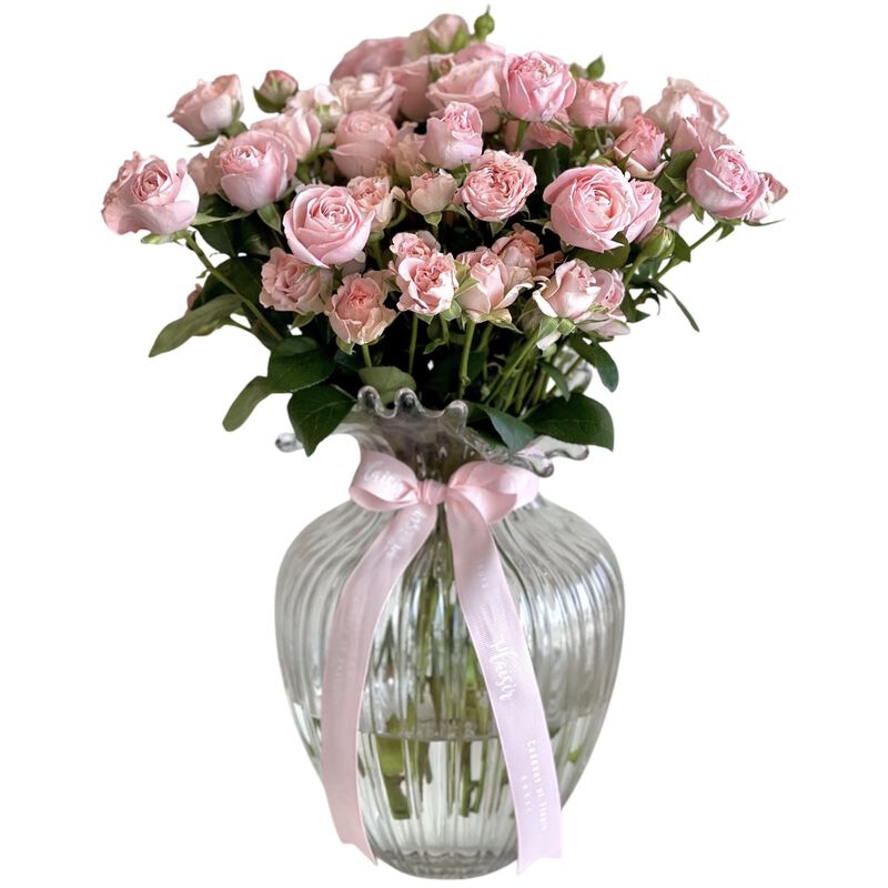 plaisir cadeaux et fleurs vase pink spray roses medium bubblicious