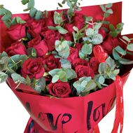 Hand-Tied Bouquet - Red Roses Love faces hand tied bouquet red roses love