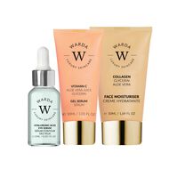 faces skin glow boost vitamin c gel serum 30ml   skin hydration boost hyaluronic acid eye serum 15ml   skin lifter boost collagen moisturiser 50ml