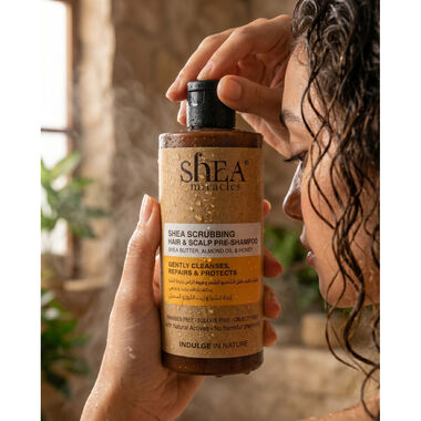 faces shea scrubbing hair   scalp pre shampoo